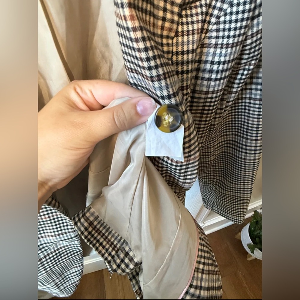 H&M Women's Plaid Blazer - Brown and Cream Size 8 (Medium) - Picture 8 of 9
